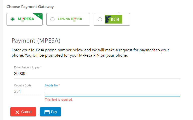 M-Pesa STK Push notification appearing on a Kenyan customer's phone during website checkout