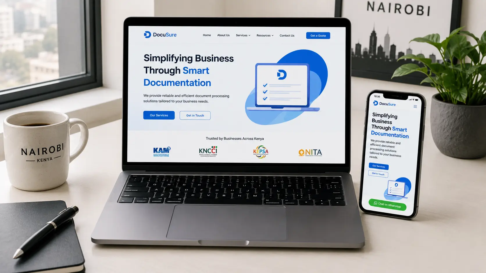 Modern best website design trends in Kenya 2026 shown on a laptop and smartphone with clean mobile-first layout