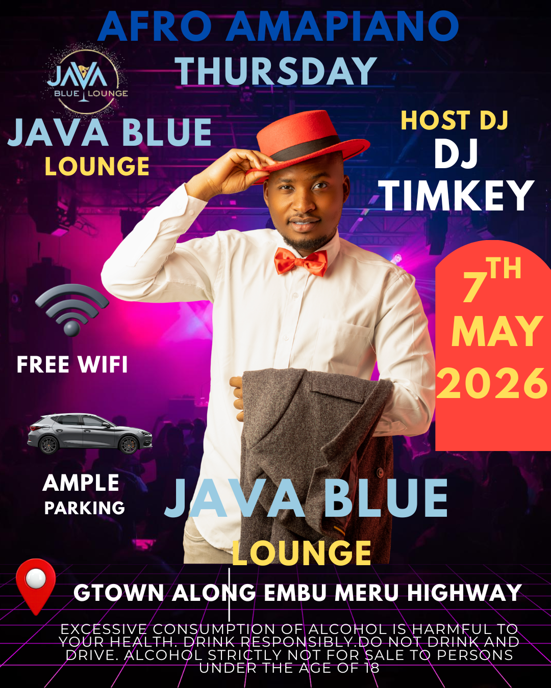 Afro Amapiano Thursday event flyer design for Java Blue Lounge