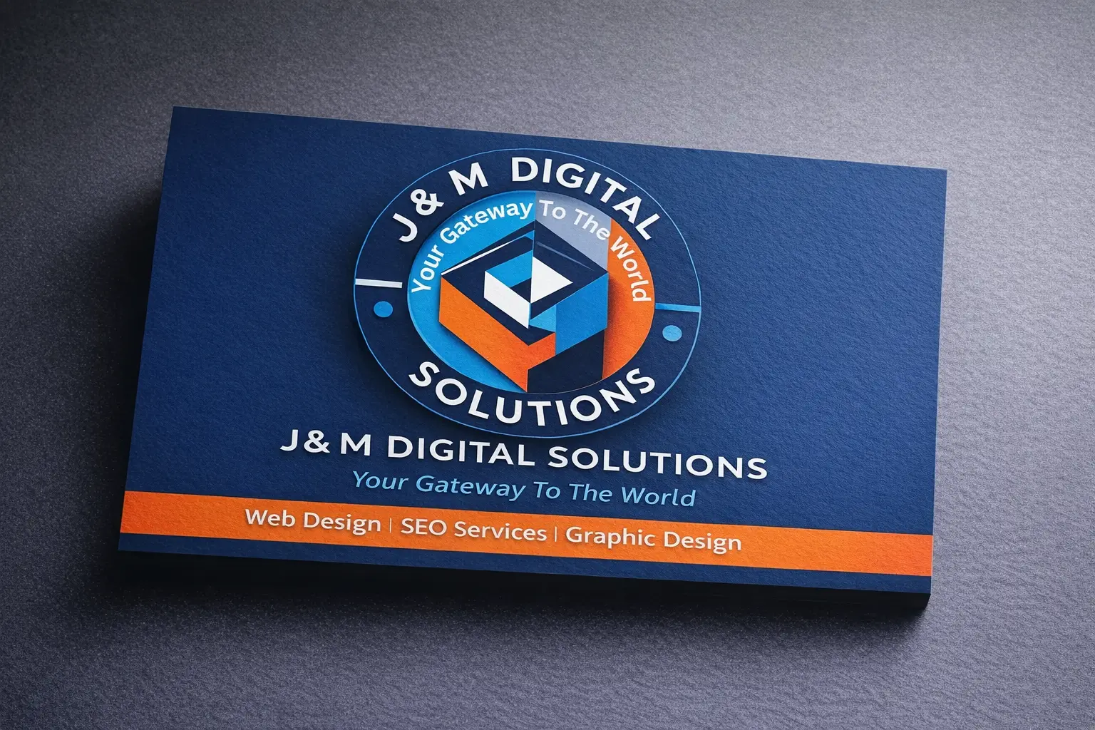 J&M Digital Solutions business card front design