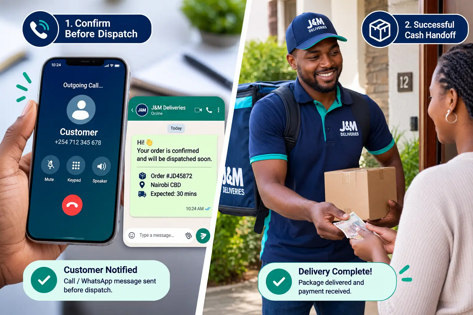 Cash on delivery confirmation call before dispatch in Kenya